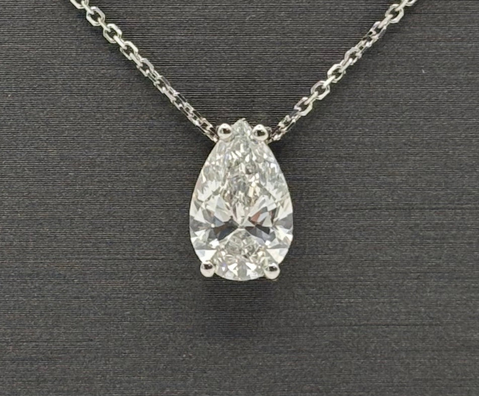 2.5 CTW Pear Shape IGI Lab Grown Diamond Pendant Necklace