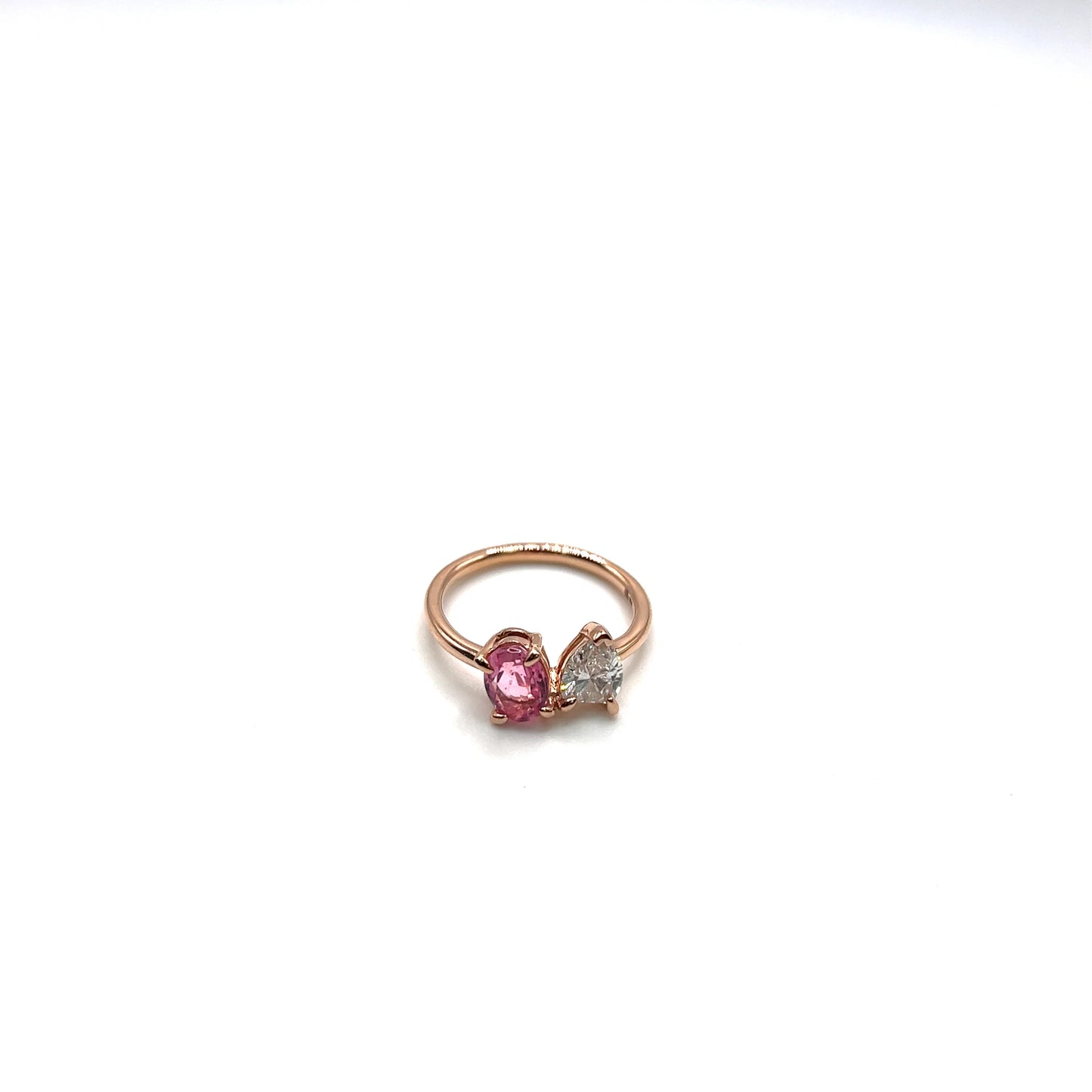 Diamond & Pink Tourmaline Two Stone Ring