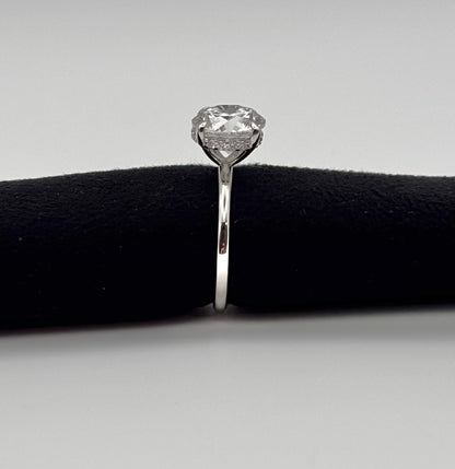 3 CTW Round Lab Grown Ring - Hidden Halo WG