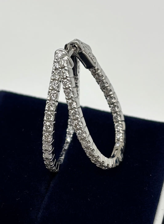 2 CTW Inside Out Oval Hoop Earrings