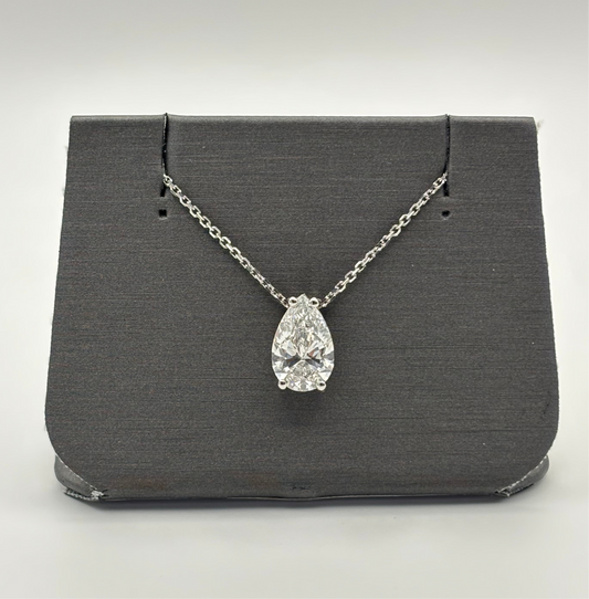 2.5 CTW Pear Shape IGI Lab Grown Diamond Pendant Necklace