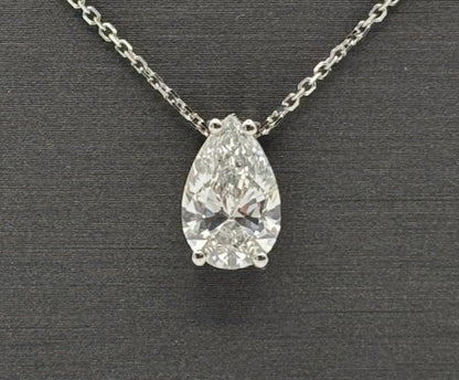 2.5 CTW Pear Shape IGI Lab Grown Diamond Pendant Necklace