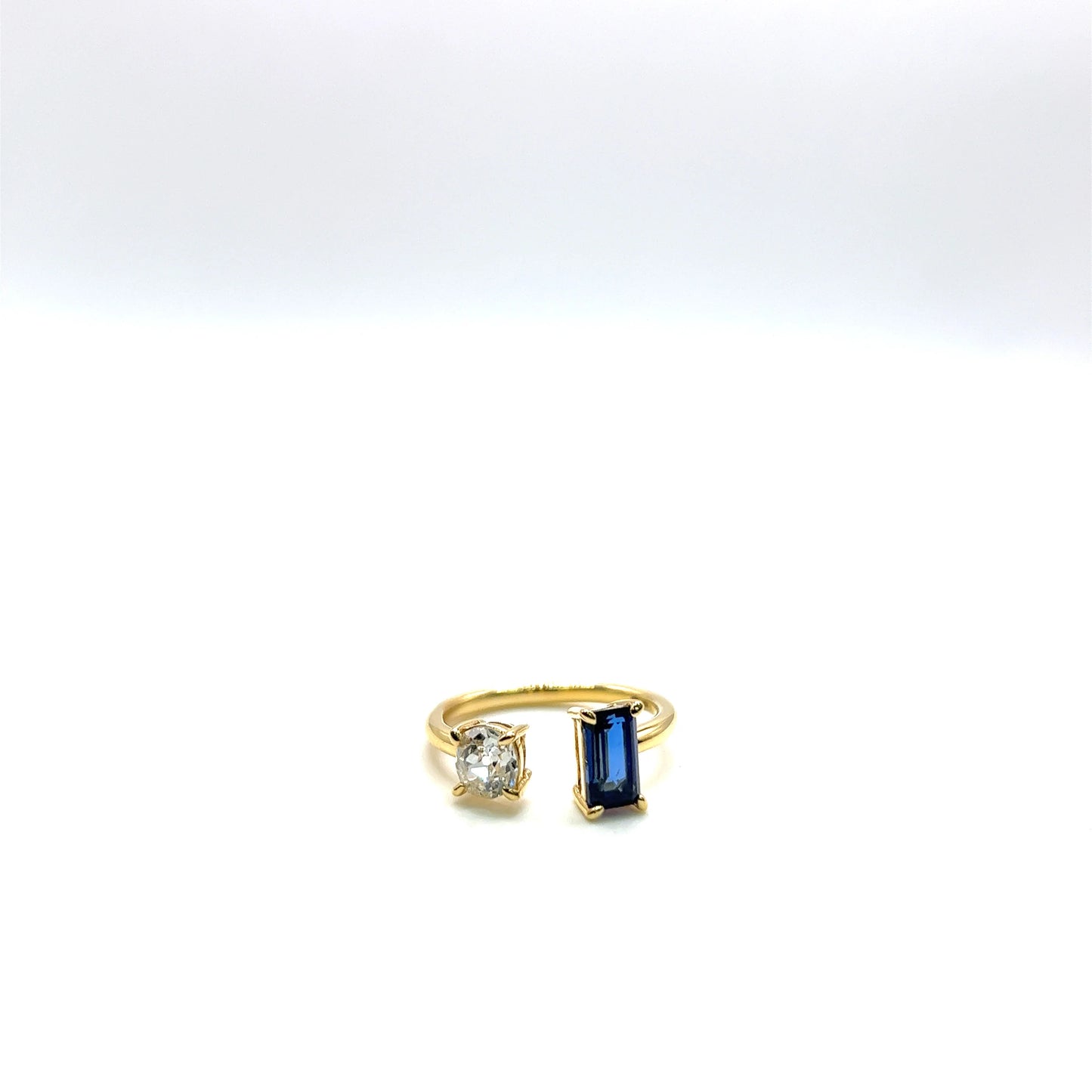Diamond & Blue Sapphire Two Stone Ring